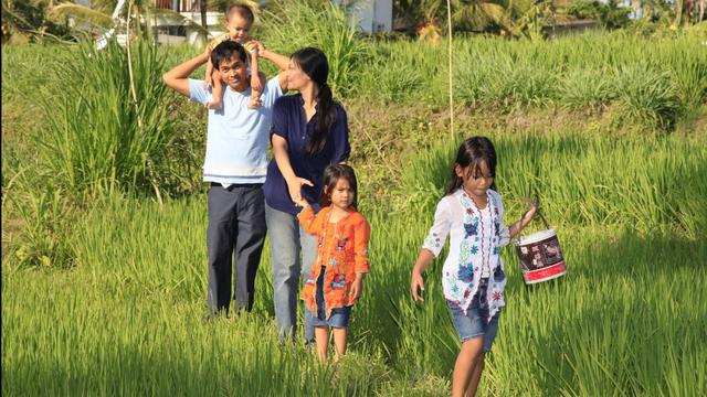 Family Walking in Grass